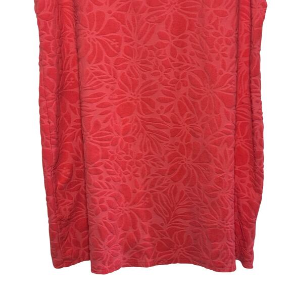 Lands End Size XL Coral Terry Cloth Floral Jacquard Beach Dress Swim Cover Up - Picture 4 of 8